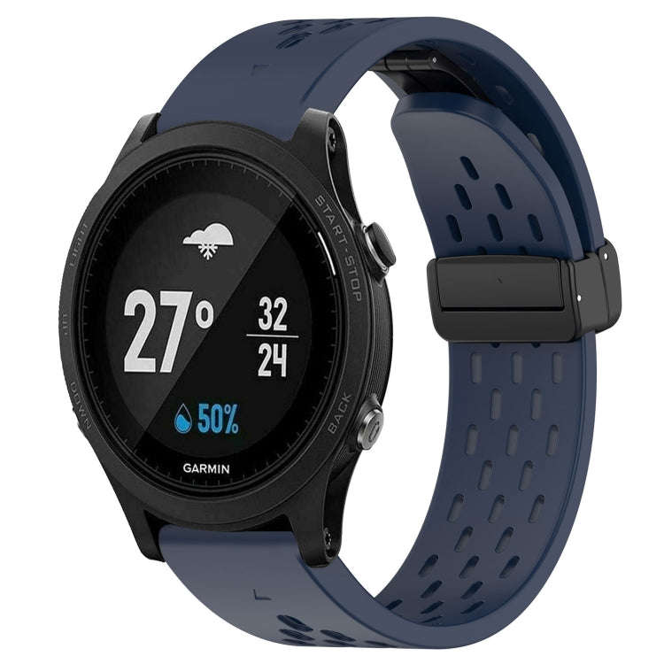 For Garmin Forerunner 935 Hole Folding Buckle 22mm Silicone Watch Band(Midnight Blue)