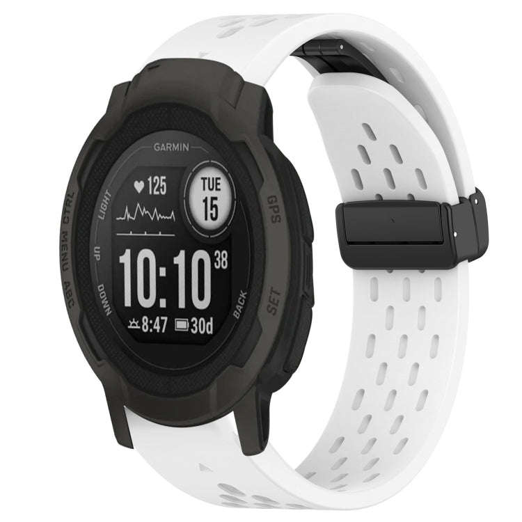 For Garmin Instinct 2 Hole Folding Buckle 22mm Silicone Watch Band(White)