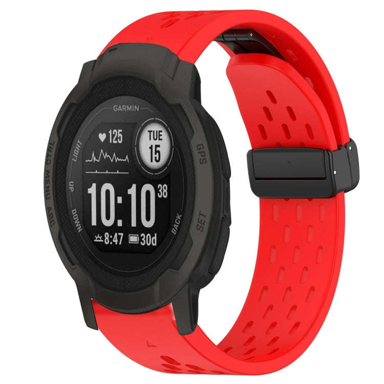 For Garmin Instinct 2 Hole Folding Buckle 22mm Silicone Watch Band(Red)