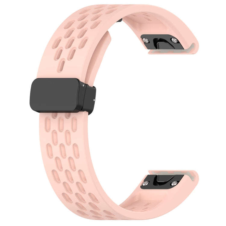 For Garmin Instinct 2 Hole Folding Buckle 22mm Silicone Watch Band(Pink)