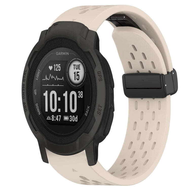 For Garmin Instinct 2 Hole Folding Buckle 22mm Silicone Watch Band(Starlight Color)