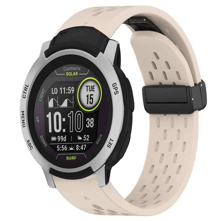 For Garmin Instinct Hole Folding Buckle 22mm Silicone Watch Band(Starlight Color)