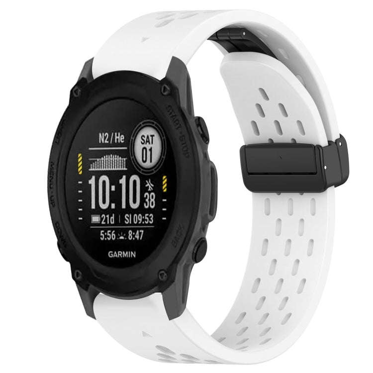 For Garmin Descent G1 Hole Folding Buckle 22mm Silicone Watch Band(White)