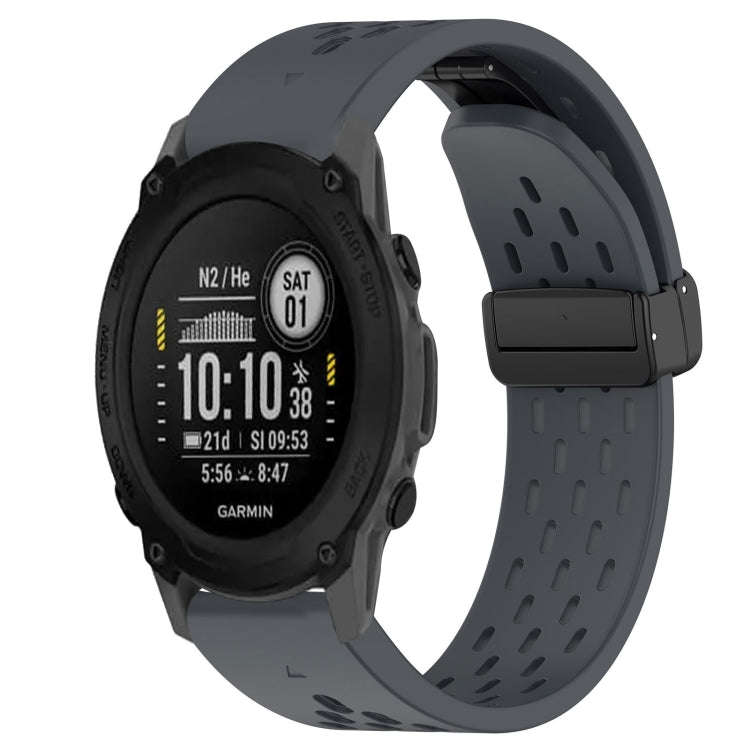 For Garmin Descent G1 Hole Folding Buckle 22mm Silicone Watch Band(Dark Gray)