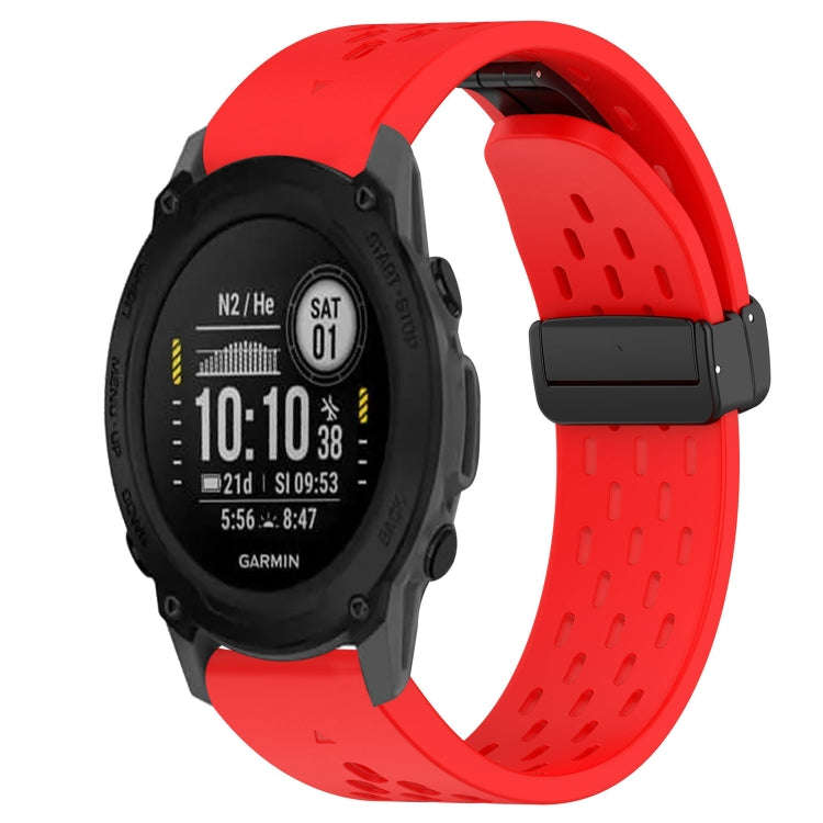 For Garmin Descent G1 Hole Folding Buckle 22mm Silicone Watch Band(Red)