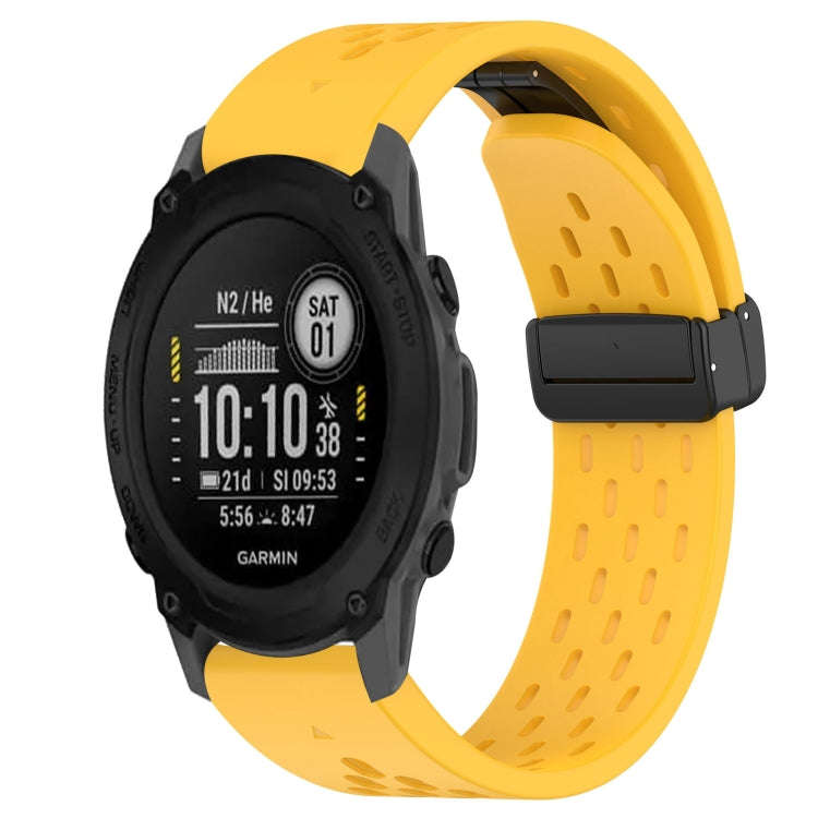 For Garmin Descent G1 Hole Folding Buckle 22mm Silicone Watch Band(Yellow)