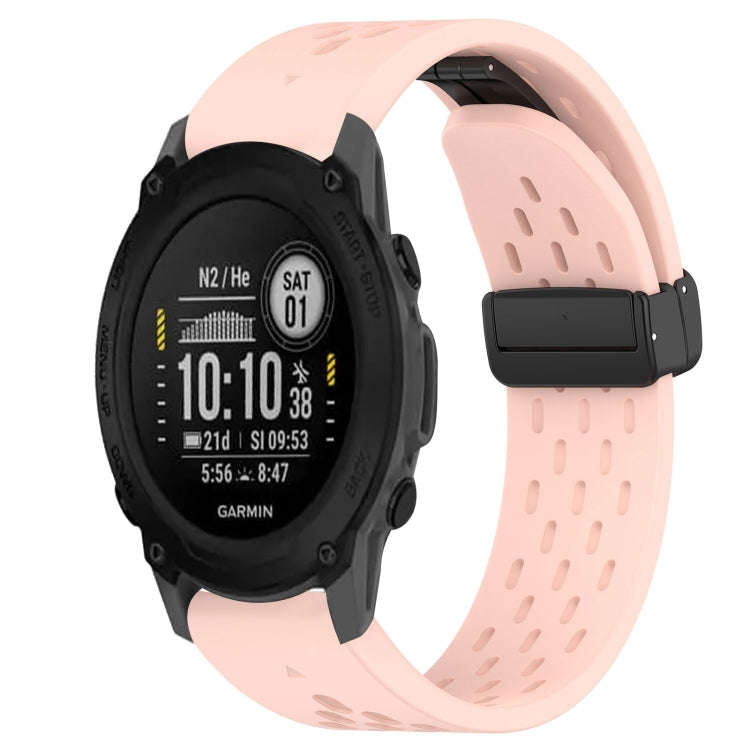 For Garmin Descent G1 Hole Folding Buckle 22mm Silicone Watch Band(Pink)