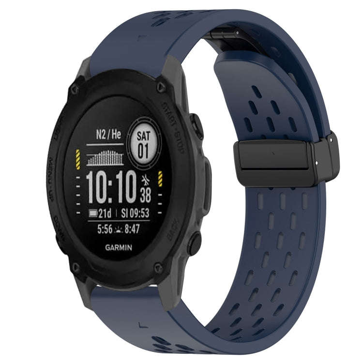 For Garmin Descent G1 Hole Folding Buckle 22mm Silicone Watch Band(Midnight Blue)