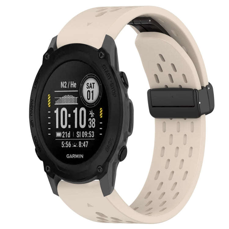For Garmin Descent G1 Hole Folding Buckle 22mm Silicone Watch Band(Starlight Color)
