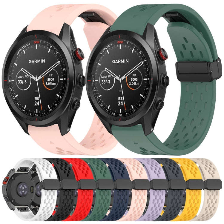 For Garmin Fenix 7 Pro 47mm Hole Folding Buckle 22mm Silicone Watch Band(Midnight Blue)