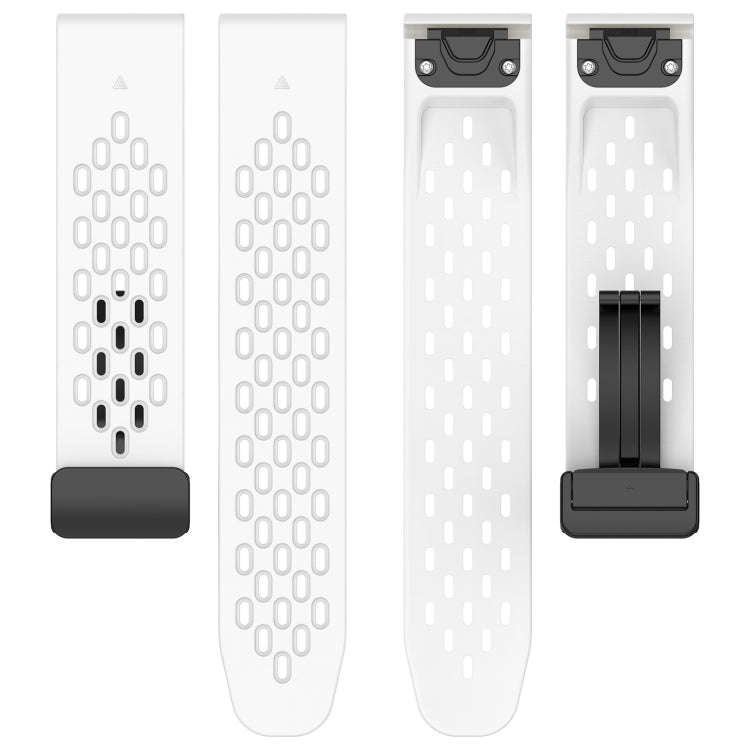 For Garmin Fenix 5 Plus Hole Folding Buckle 22mm Silicone Watch Band(White)