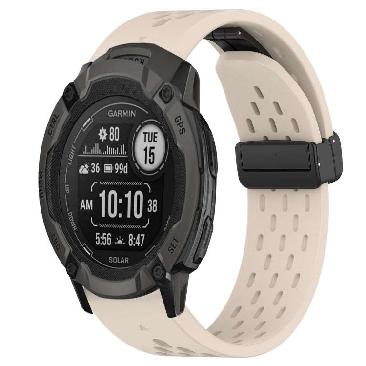 For Garmin Instinct 2X Solar Hole Folding Buckle 26mm Silicone Watch Band(Starlight Color)