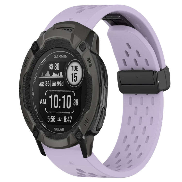 For Garmin Instinct 2X Solar Hole Folding Buckle 26mm Silicone Watch Band(Purple)