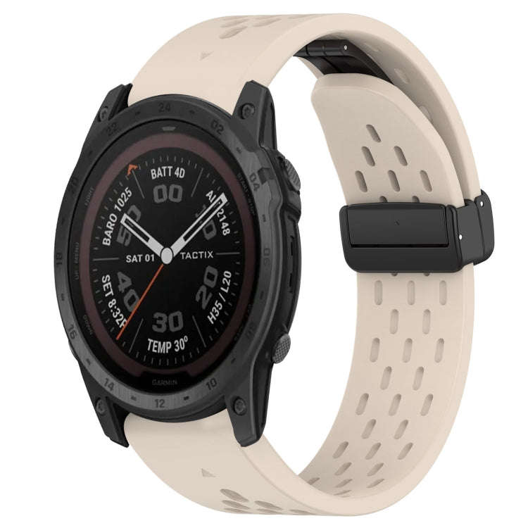 For Garmin Tactix 7 Pro Hole Folding Buckle 26mm Silicone Watch Band(Starlight Color)