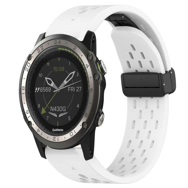 For Garmin D2 Charlie Hole Folding Buckle 26mm Silicone Watch Band(White)