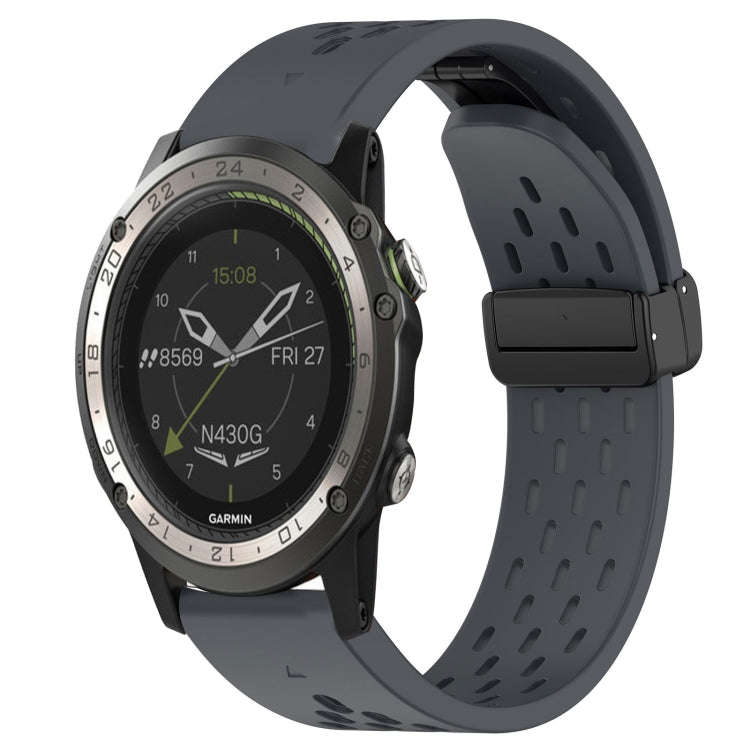 For Garmin D2 Charlie Hole Folding Buckle 26mm Silicone Watch Band(Dark Gray)