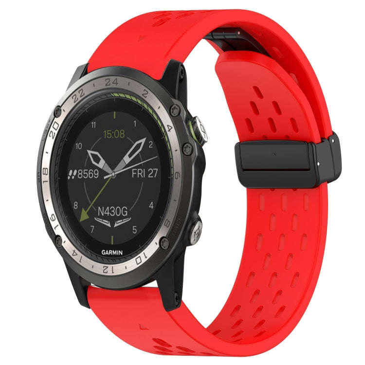 For Garmin D2 Charlie Hole Folding Buckle 26mm Silicone Watch Band(Red)