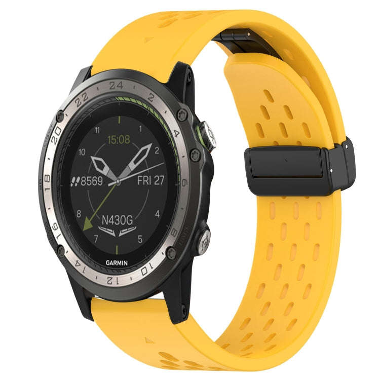 For Garmin D2 Charlie Hole Folding Buckle 26mm Silicone Watch Band(Yellow)