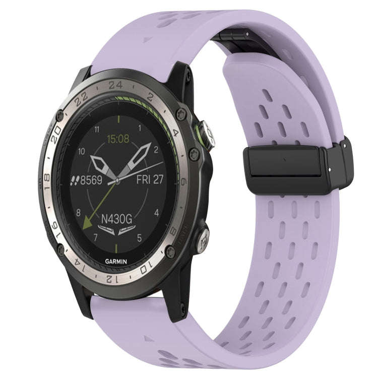 For Garmin D2 Charlie Hole Folding Buckle 26mm Silicone Watch Band(Purple)