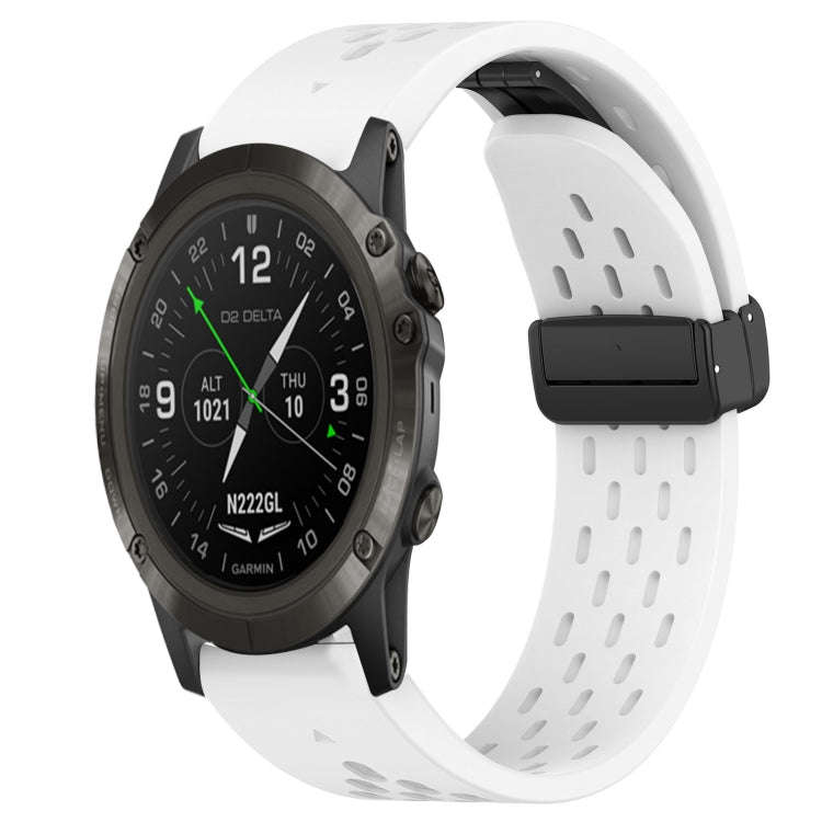 For Garmin D2 Delta PX Hole Folding Buckle 26mm Silicone Watch Band(White)