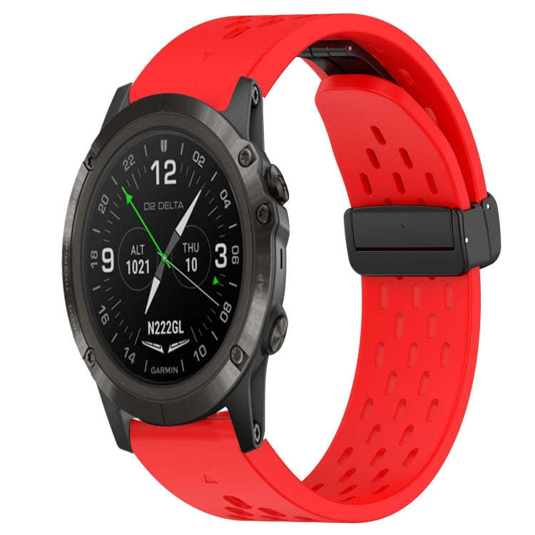For Garmin D2 Delta PX Hole Folding Buckle 26mm Silicone Watch Band(Red)