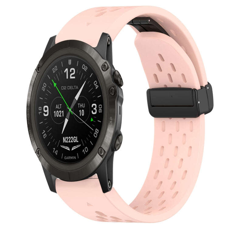 For Garmin D2 Delta PX Hole Folding Buckle 26mm Silicone Watch Band(Pink)