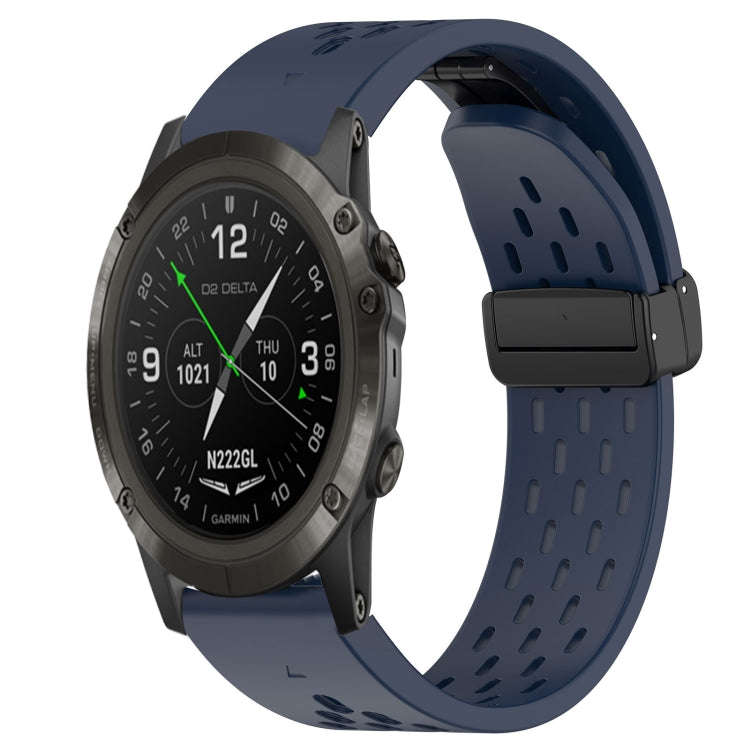 For Garmin D2 Delta PX Hole Folding Buckle 26mm Silicone Watch Band(Midnight Blue)
