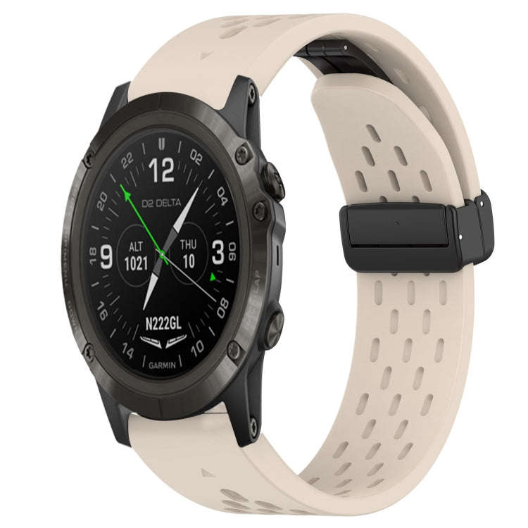 For Garmin D2 Delta PX Hole Folding Buckle 26mm Silicone Watch Band(Starlight Color)