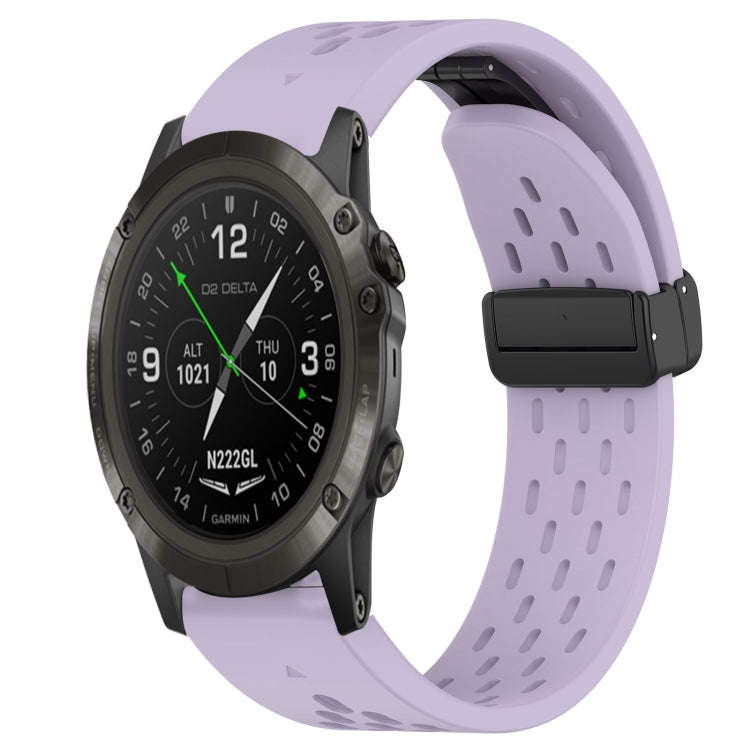 For Garmin D2 Delta PX Hole Folding Buckle 26mm Silicone Watch Band(Purple)
