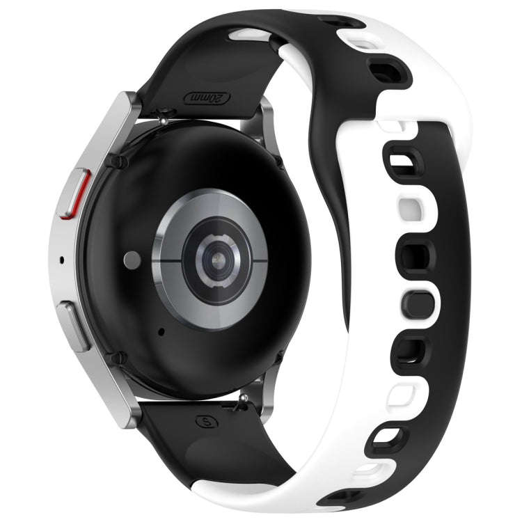 For Samsung Galaxy Watch Active 20mm Double Color Silicone Watch Band(Black+White)