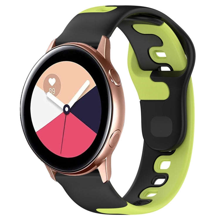 For Samsung Galaxy Watch Active 20mm Double Color Silicone Watch Band(Black+Green)