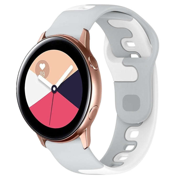 For Samsung Galaxy Watch Active 20mm Double Color Silicone Watch Band(Gray+White)
