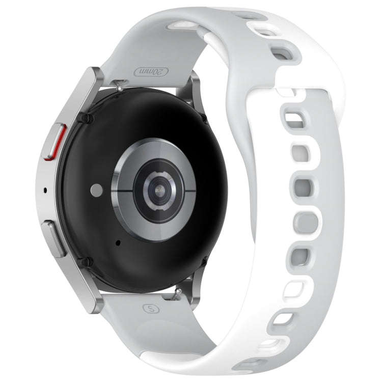 For Samsung Galaxy Watch Active 20mm Double Color Silicone Watch Band(Gray+White)