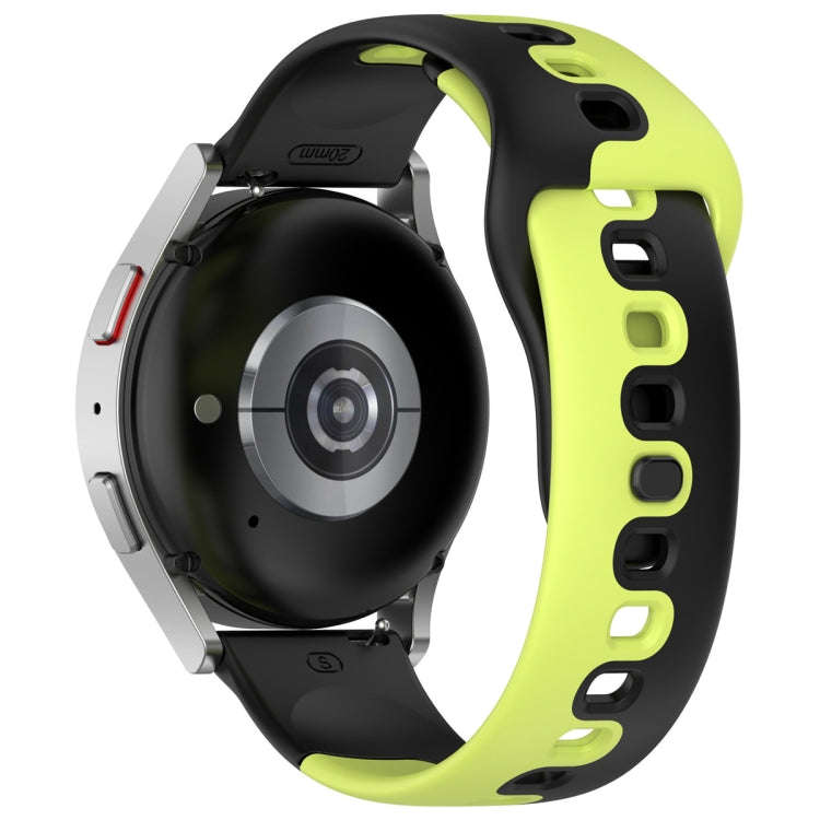 For Samsung Galaxy Watch3 41mm 20mm Double Color Silicone Watch Band(Black+Green)
