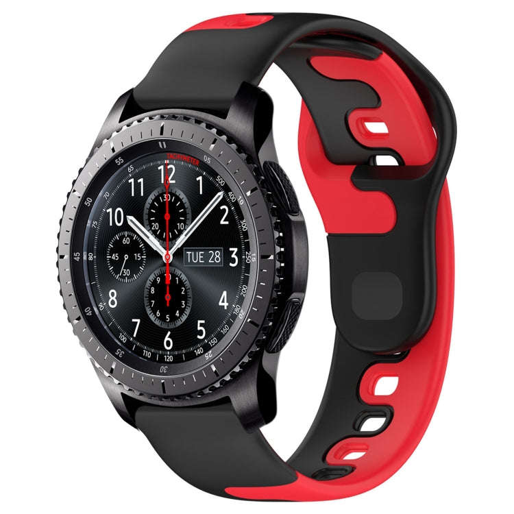 For Samsung Gear S3 Classic / Frontier 22mm Double Color Silicone Watch Band(Black+Red)