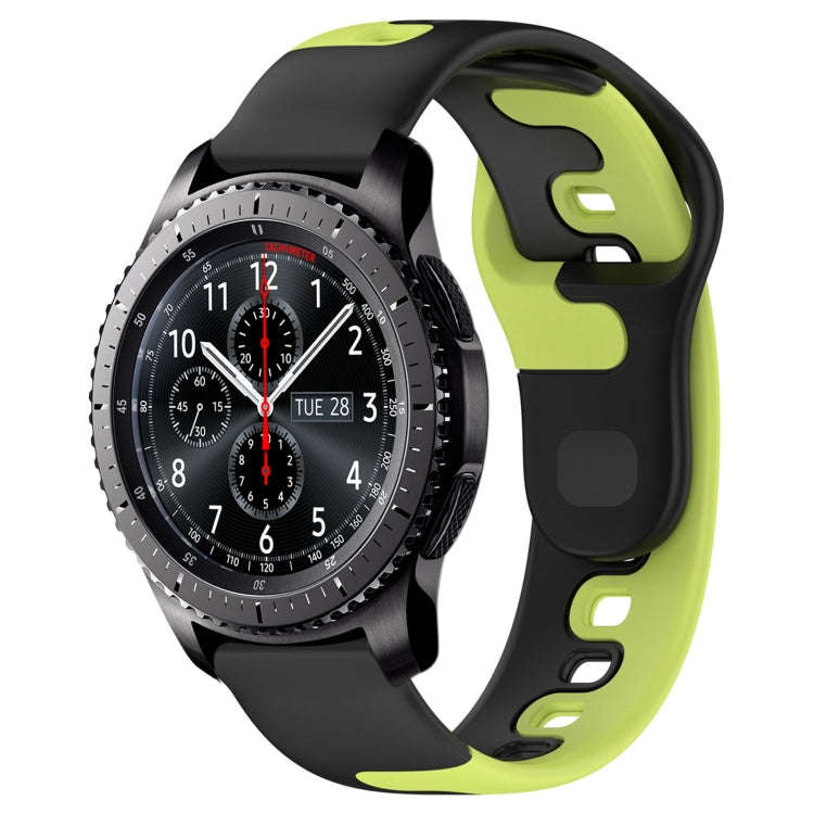 For Samsung Gear S3 Classic / Frontier 22mm Double Color Silicone Watch Band(Black+Green)