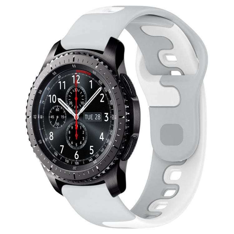 For Samsung Gear S3 Classic / Frontier 22mm Double Color Silicone Watch Band(Gray+White)