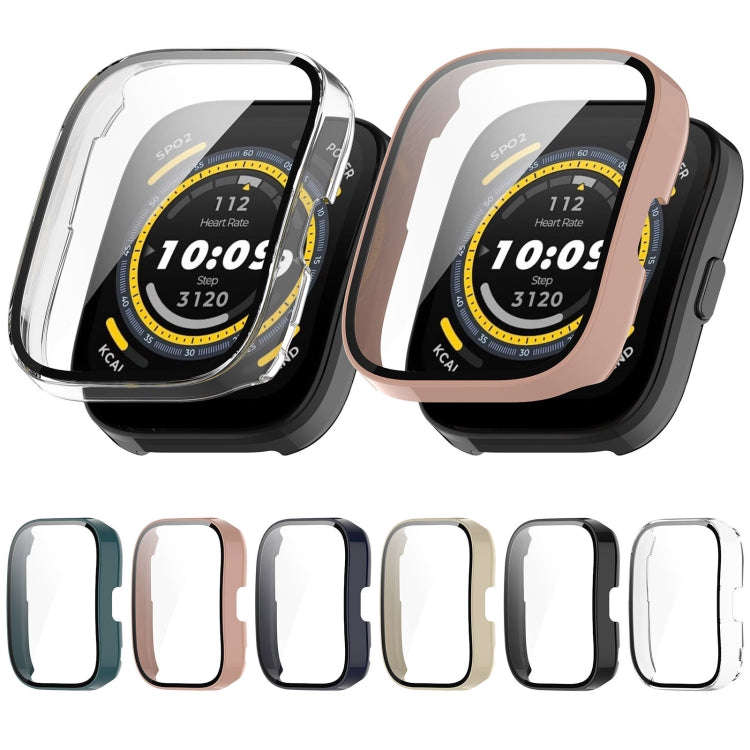 For Amazfit Bip 5 Tempered Film Integrated PC Watch Protective Case(Blue)