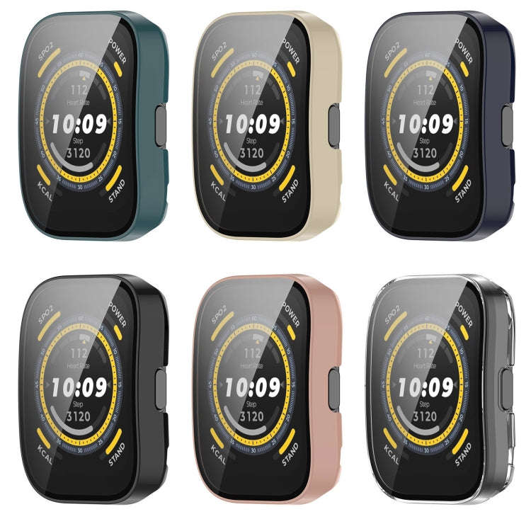 For Amazfit Bip 5 Tempered Film Integrated PC Watch Protective Case(Blue)