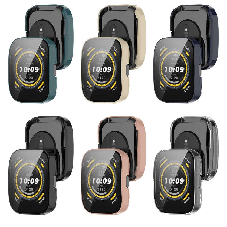 For Amazfit Bip 5 Tempered Film Integrated PC Watch Protective Case(Blue)