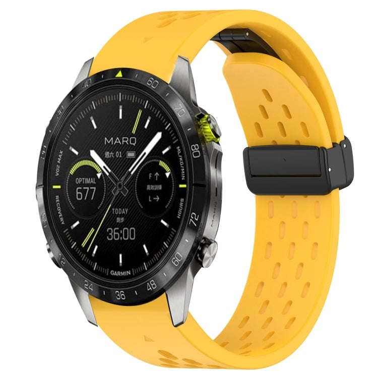 For Garmin Epix Pro Gen 2 47mm Quick Release Holes Magnetic Buckle Silicone Watch Band(Yellow)