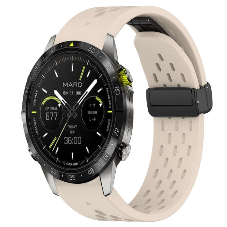For Garmin Epix Pro Gen 2 47mm Quick Release Holes Magnetic Buckle Silicone Watch Band(Starlight ...