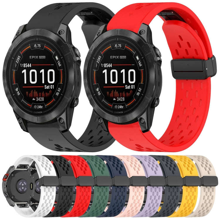 For Garmin MARQ Quick Release Holes Magnetic Buckle Silicone Watch Band(Dark Blue)