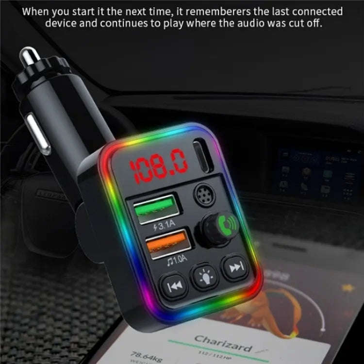 P19 Support U Disk Wireless 7-Colors LED Backlit Car MP3 Hands-Free Bluetooth Calling Car Audio C...