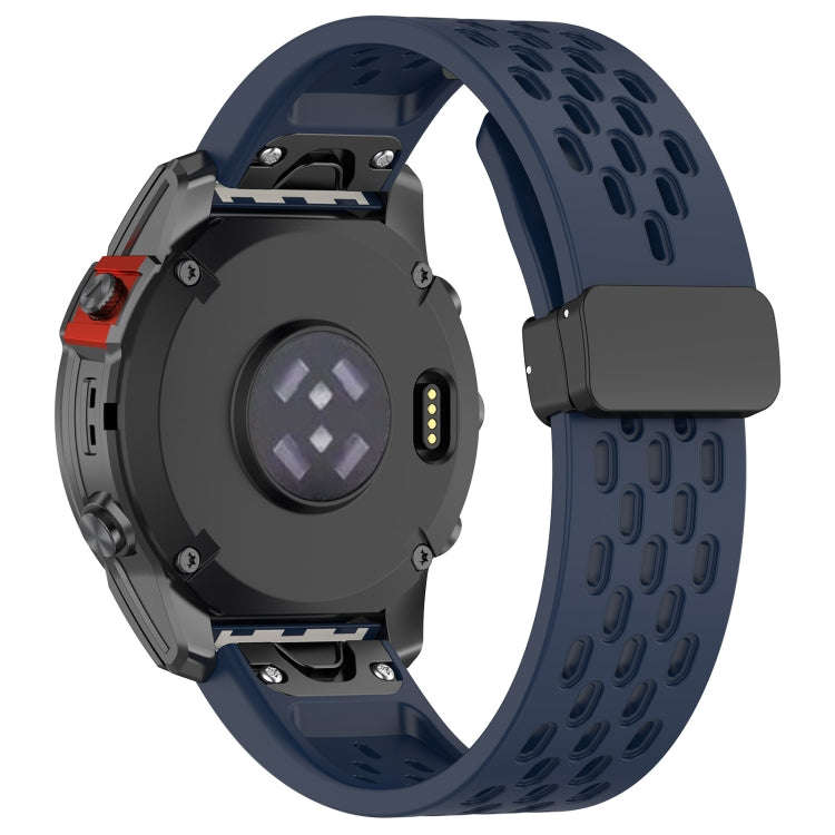 For Garmin Tactix 7 / Tactix DELTA Quick Release Holes Magnetic Buckle Silicone Watch Band(Dark B...