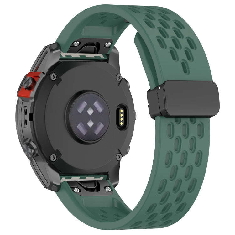 For Garmin Tactix 7 / Tactix DELTA Quick Release Holes Magnetic Buckle Silicone Watch Band(Dark G...