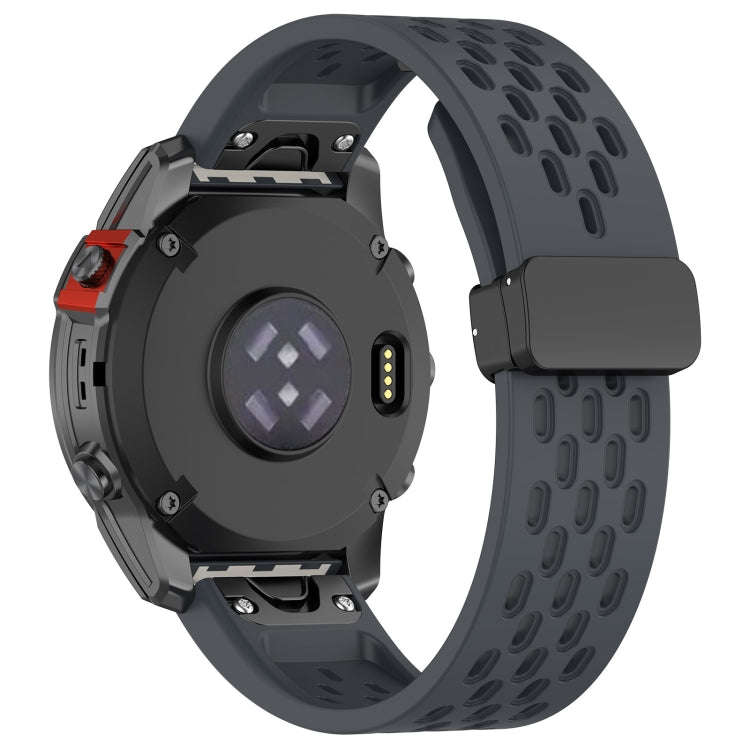 For Garmin Tactix 7 / Tactix DELTA Quick Release Holes Magnetic Buckle Silicone Watch Band(Dark G...