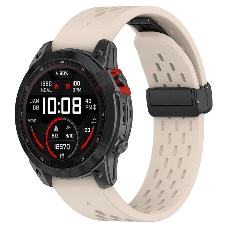 For Garmin Tactix 7 / Tactix DELTA Quick Release Holes Magnetic Buckle Silicone Watch Band(Starli...