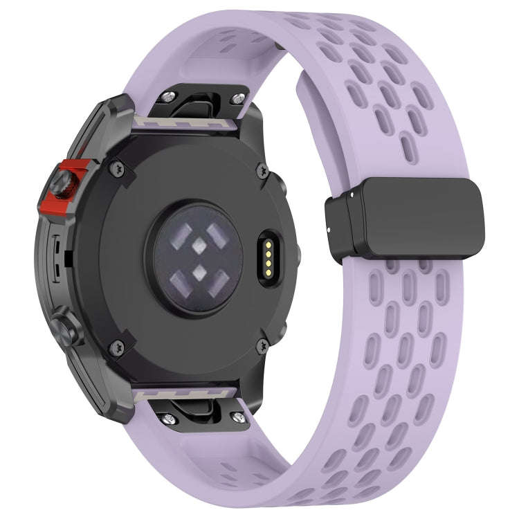 For Garmin Descent MK1 / MK2 / MK2i Quick Release Holes Magnetic Buckle Silicone Watch Band(Purple)