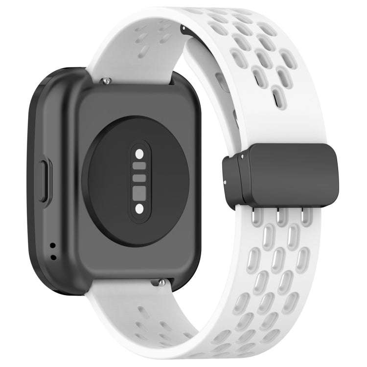 For Amazfit Bip 5 Folding Magnetic Clasp Silicone Watch Band(White)